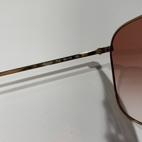 NWT [Victoria Beckham] Double Bridge Gold & Burgundy Sunglasses with Case - Picture 8 of 11